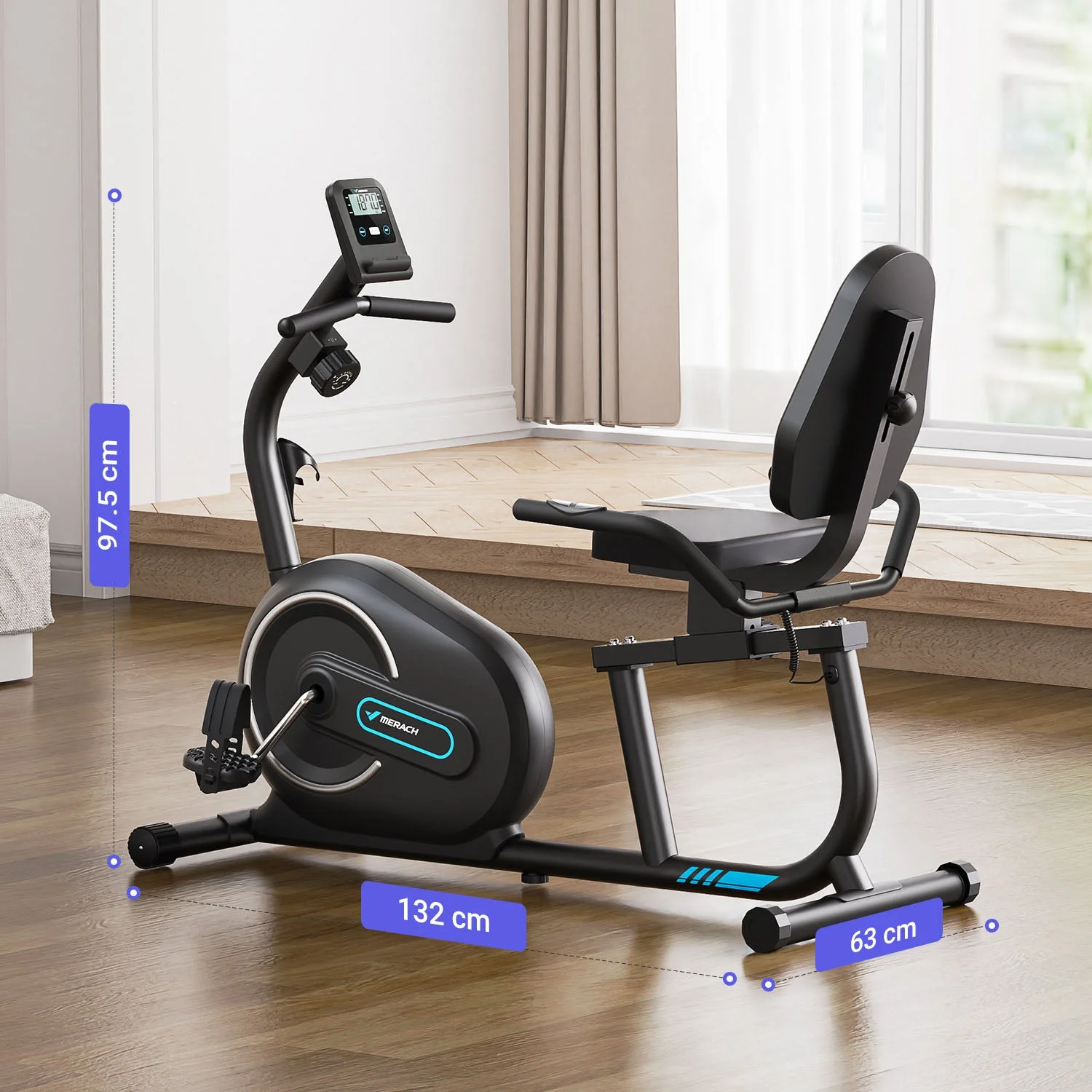 Merach S08B1 Recumbent Exercise Bike - Image 6
